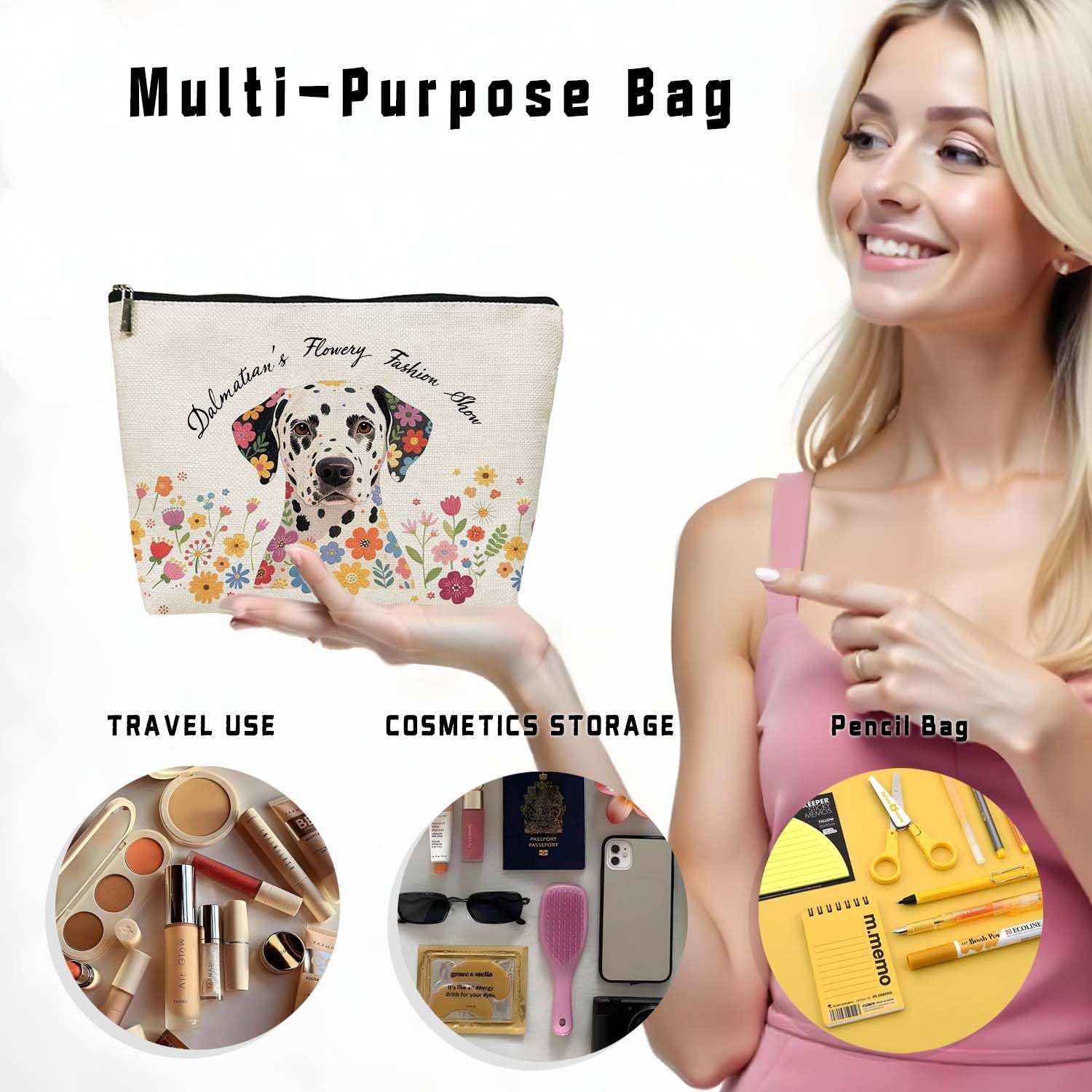 Funny Dog Makeup Bag, Dog Lover Gifts for Women, Cute Puppy Pattern, For Women Sister Girl Western Lovers Birthday Christmas Friendship Travel Toiletry Bag. - Image 4