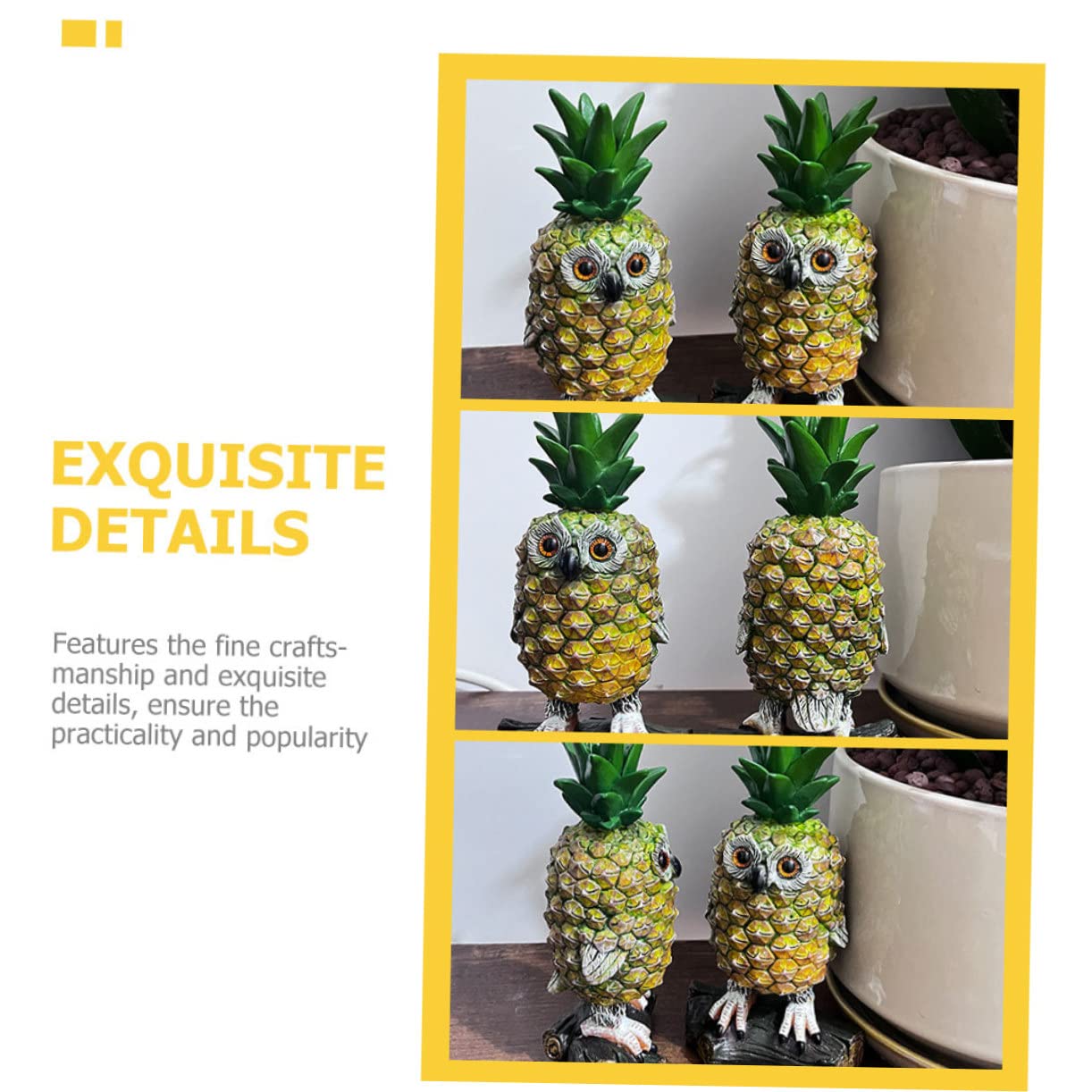 HEMOTON Halloween Eulenfigur Aus Harz - Ananas Design Deko Für Garten, Wohnzimmer & Schreibtisch