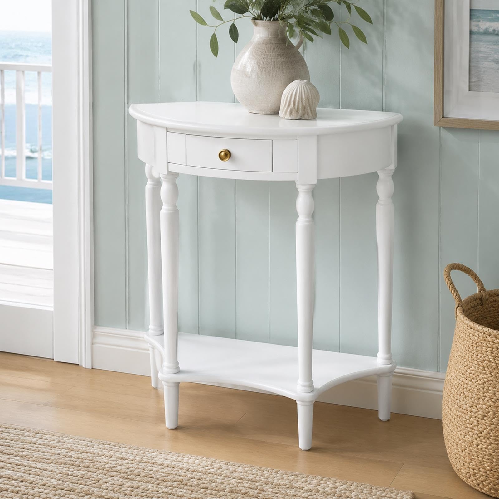 JHDXL Console Demi-Lune avec tiroir, Table d’entrée étroite