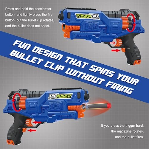Miniatura 5 de BIGPOWER - Pistola de dardos eléctrica totalmente realista para niños de 8 a 12 años de 8 a 12 años de fuego rápido, 50 balas blandas alimentadas
