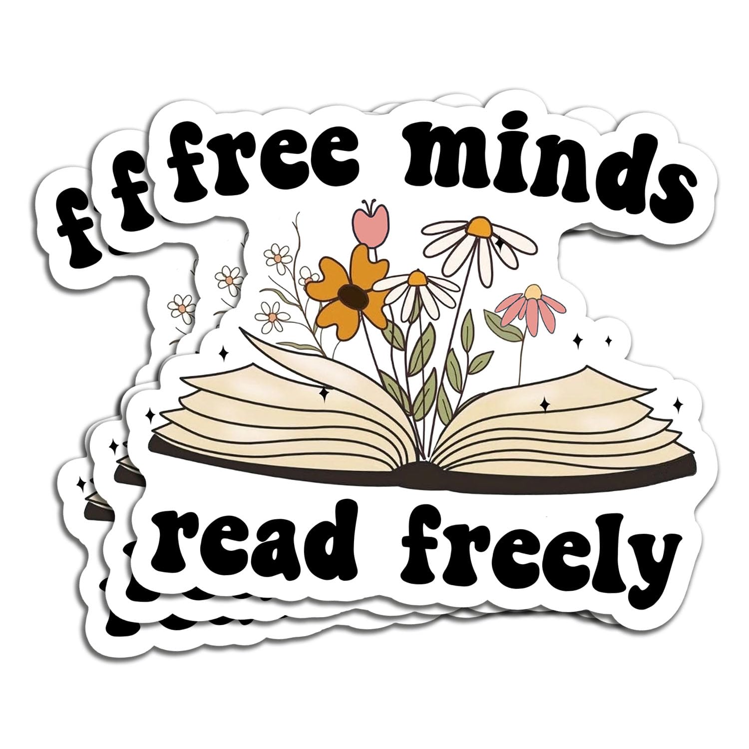(3Pcs) Free Minds Read Freely Sticker Reading Lover Book Lover Bookish Booktok Reader Water Assistant Vinyl Sticker for Water Bottle Laptop Kindle Phone Sticker Decal 3 Inch
