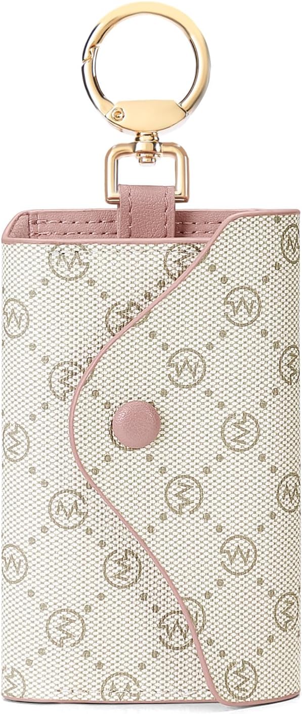 GOLF SUPAGS Women's Leather Key Holder with Card Slots Wallet Pocket 6 Hooks for Organization