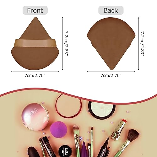 Miniatura 2 de 16 piezas de polvo de polvo, almohadillas de maquillaje triangulares para polvo corporal suelto, herramientas de maquillaje de belleza, marrón