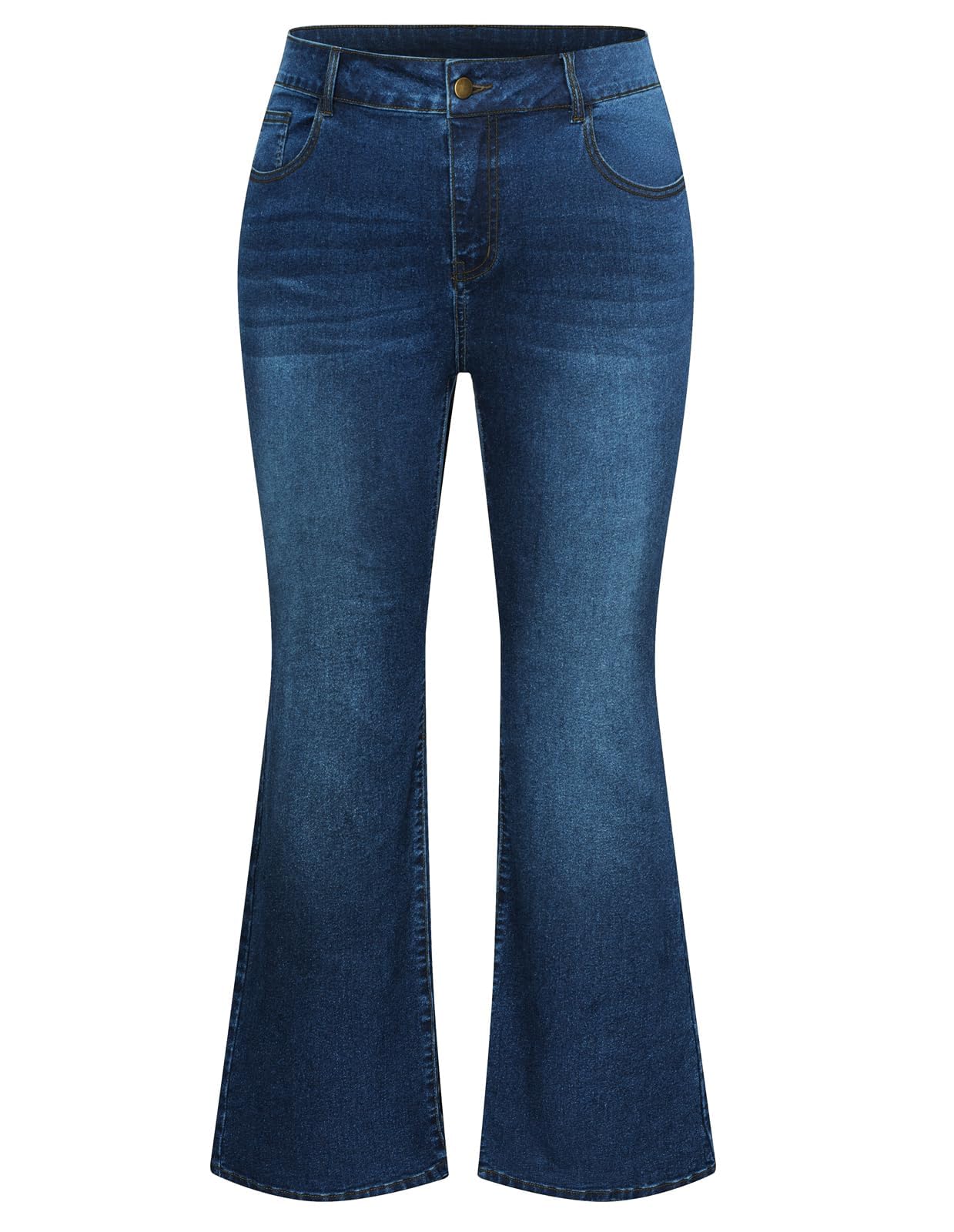 Hanna Nikole Damen Große Größe Bootcut Jeans Hoher Taille Bell Bottom Dehnbare Bootcut Jeans Stretch