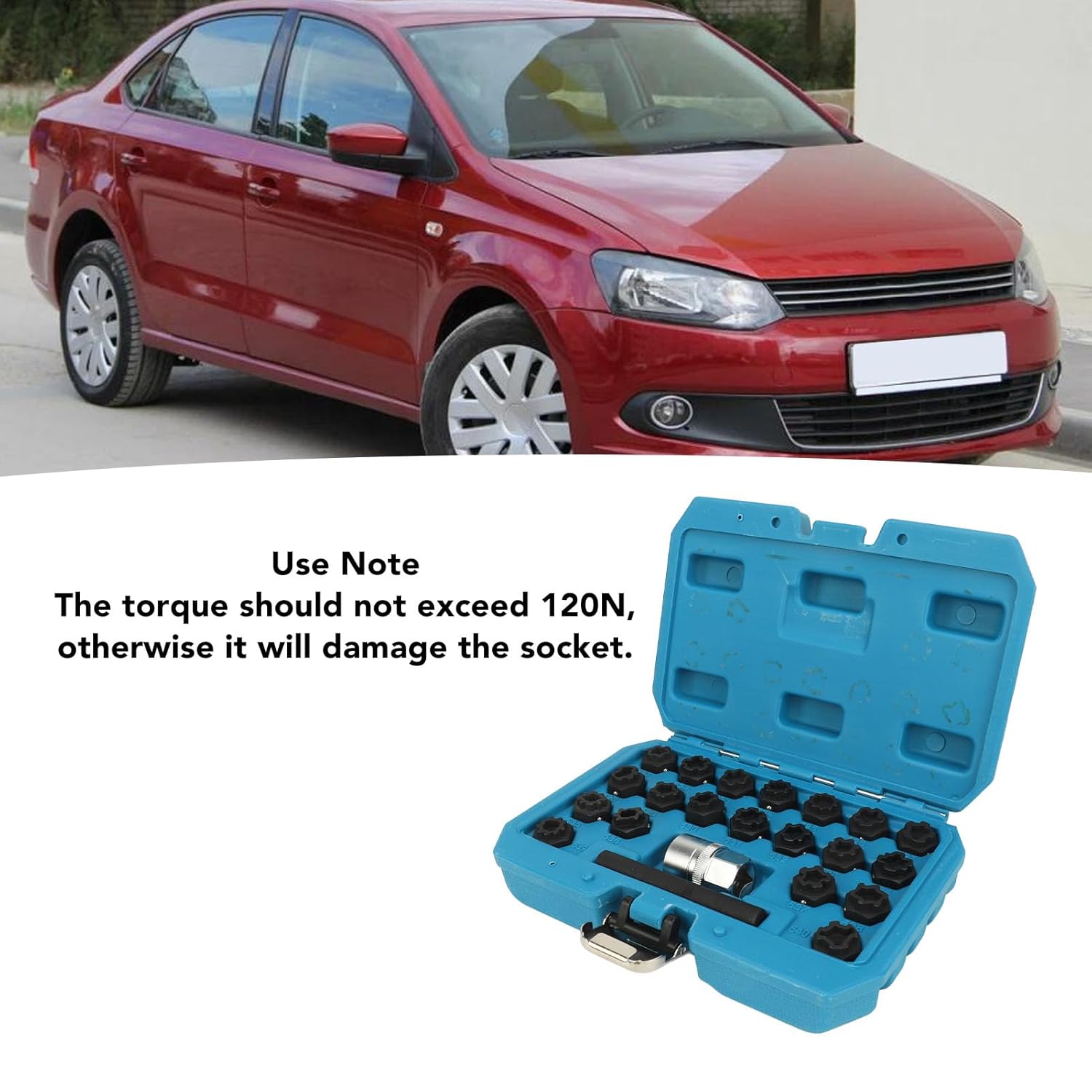 22pcs Wheel Lock Removal Tool Kit, 20 Different Sockets for Locking Lug Nuts, 1/2 Inch 85mm Socket Adapter, Chrome Molybdenum Steel Construction, Universal Automotive Lock Nut Remover Set