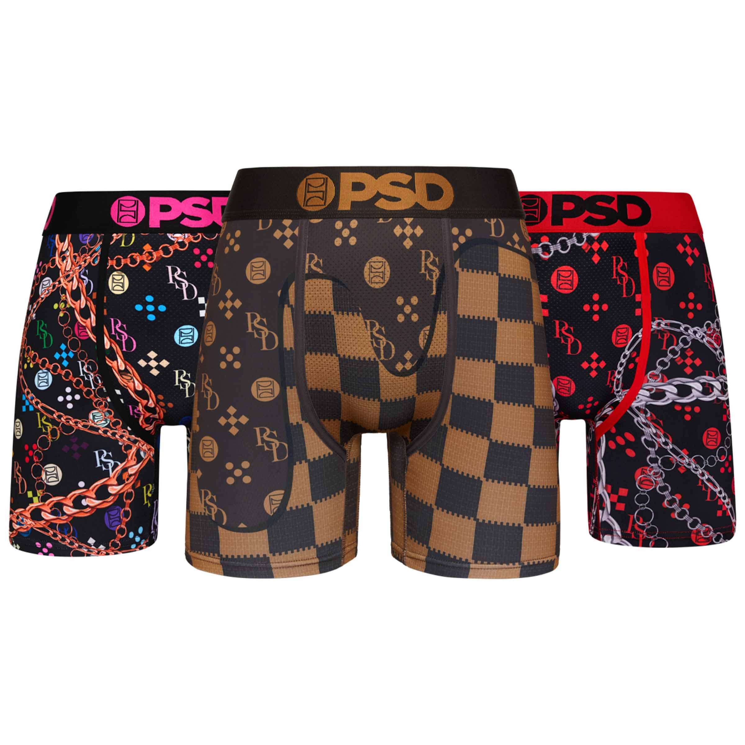 PSD Underwear Mens Boxer Briefs - Luxury Print, Standard Length Pack & Singles, Soft & Breathable Boxer Briefs for Men