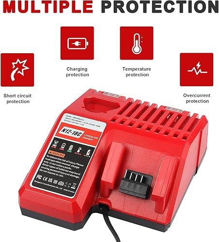 Miniatura 6 de ARyee Cargador de repuesto para batería de litio Milwaukee 12V-18V MK12 M14 MK18 48-11-2420 48-11-2440 48-11-1820 48-11-1840 48-11-1850 48-11-2401
