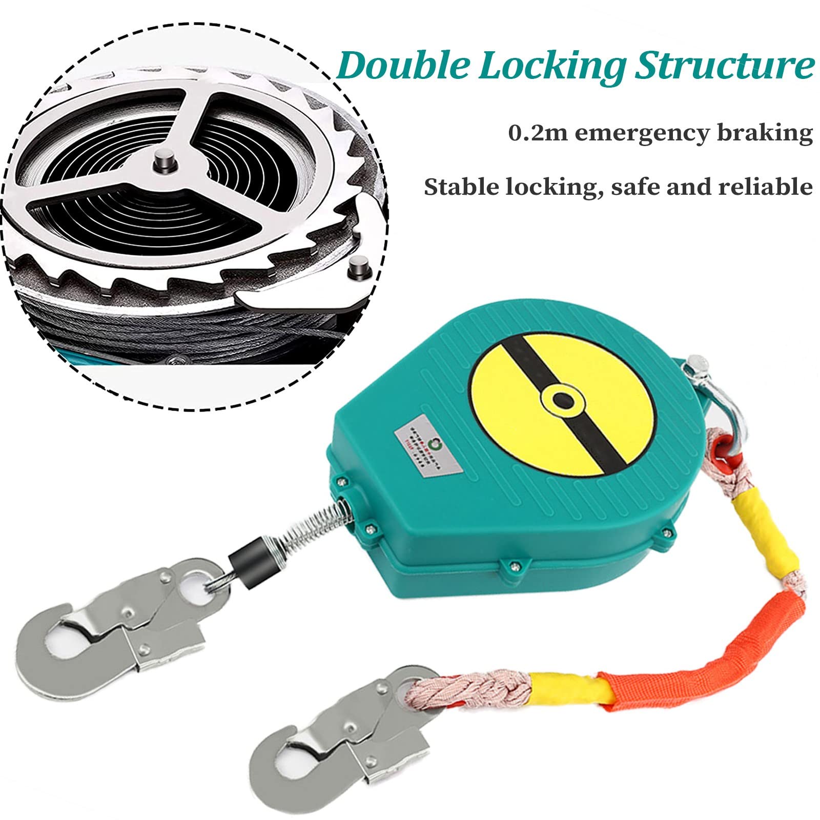 2pc Dispositivo Anticaidas Retractil, 3-20m Limitador de Caída Personal, Profesión Equipos Anticaídas Dispositivo para Techos y Construcción de Edificios, Carga:150kg