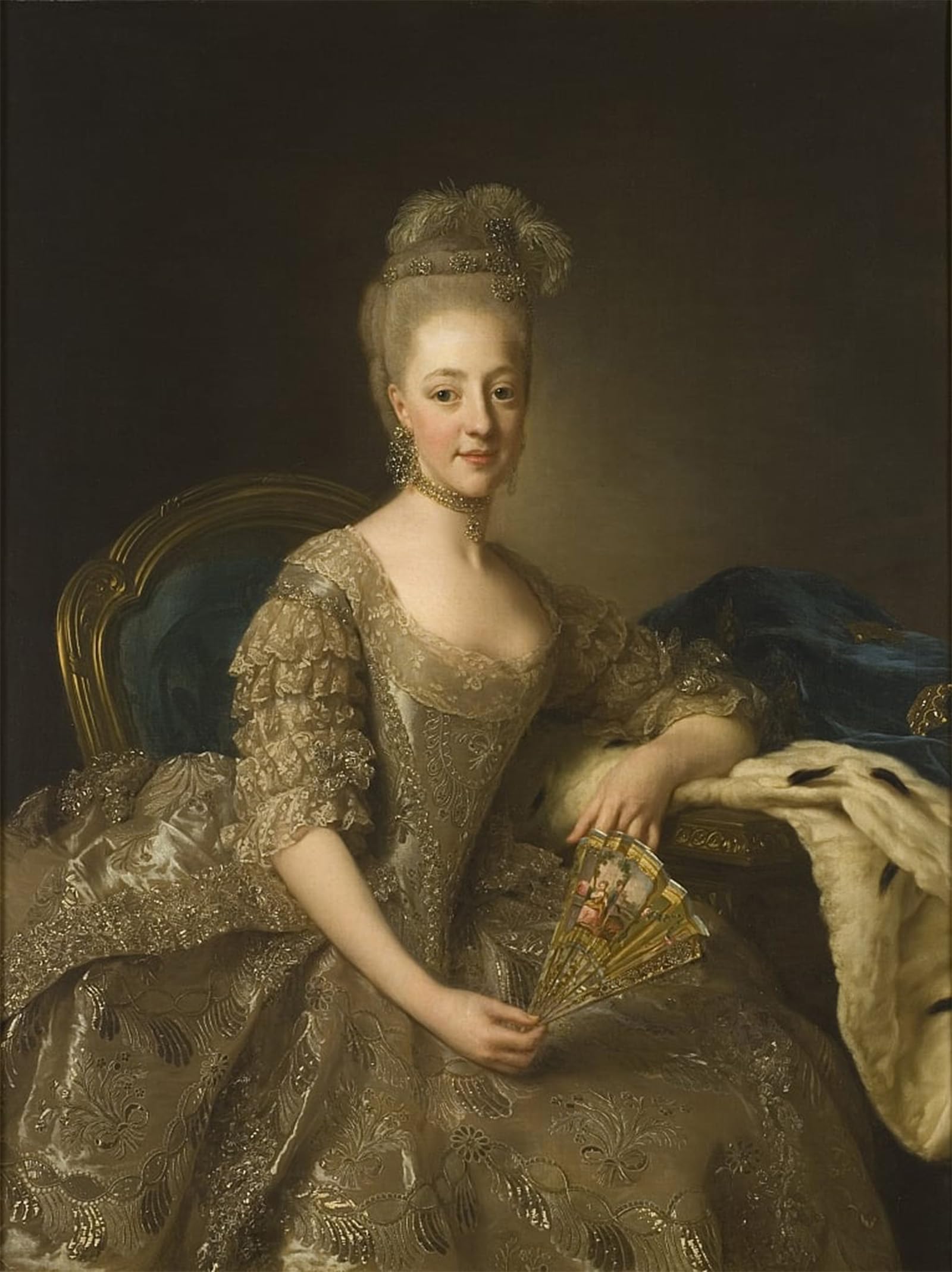 SERENDIPITP Abstract Painting Mural Print Picture Wall Decor Painting Portrait of Hedwig Elisabeth Charlotte of Holstein Gottorp by Alexander Roslin Vintage Wall Artwork for Home Decor 60x90cm