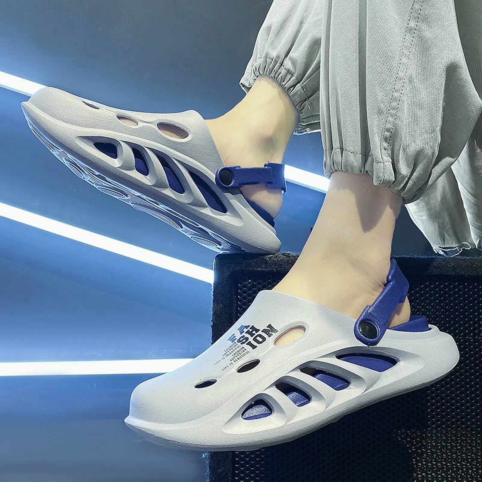 Ciabatte Uomo Sandali da All'aperto Pantofole Spiaggia Comodi Zoccoli con Suola Morbida E Spessa Scarpe Casual Giardino Uomo-Verde Bianco-40-41