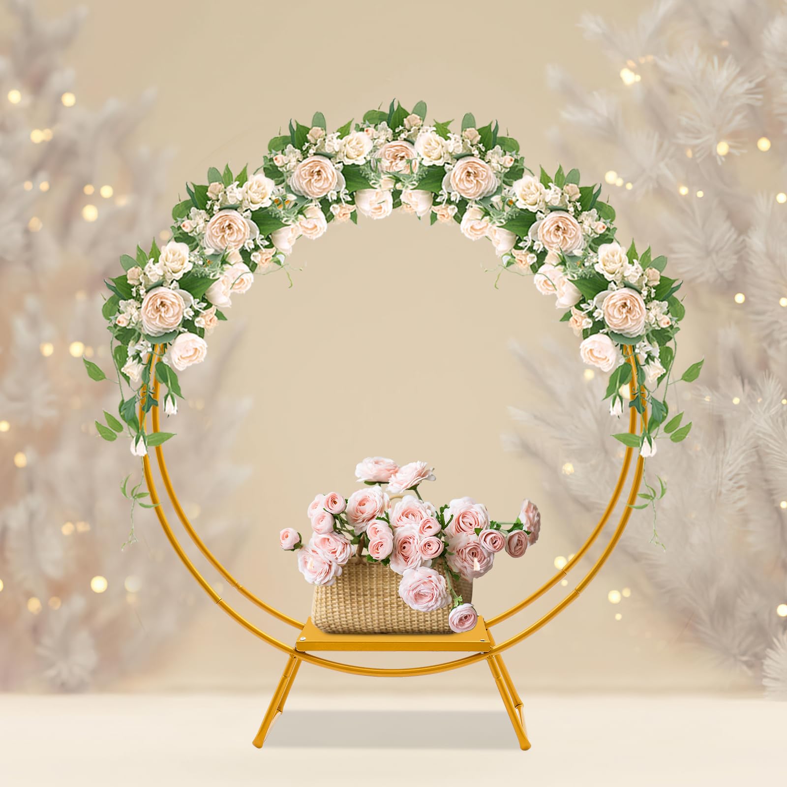 Tortenständer für Hochzeit, Doppelring Hochzeitstortenständer Hochzeitshalterung, Rund Metall Cake Ständer für Party, Geburtstag, Jahrestag (Gold)
