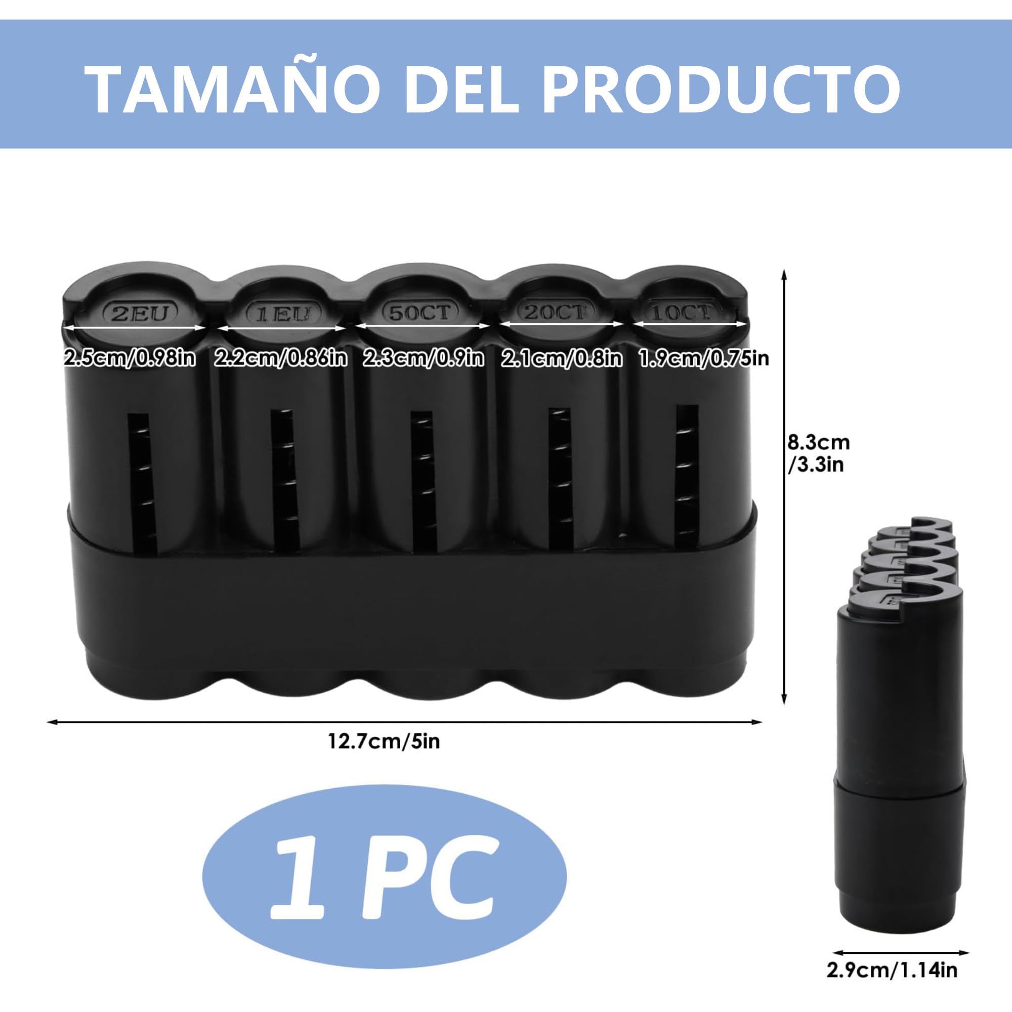 Portamonedas Clasificador Profesional Organizador de Monedas Duradero Negro