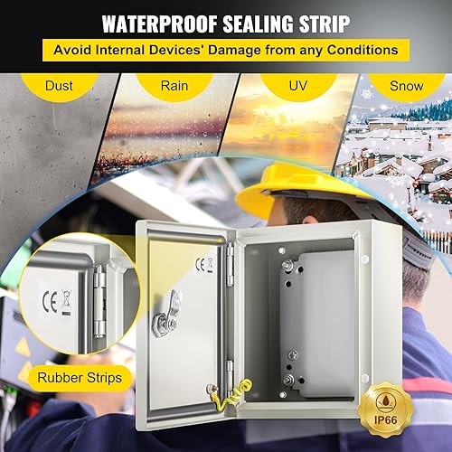 Vista 13 de VEVOR NEMA Caja de acero NEMA, 8 x 8 x 6 pulgadas NEMA 4X Caja eléctrica de acero, IP66 impermeable y a prueba de polvo, caja de conexiones