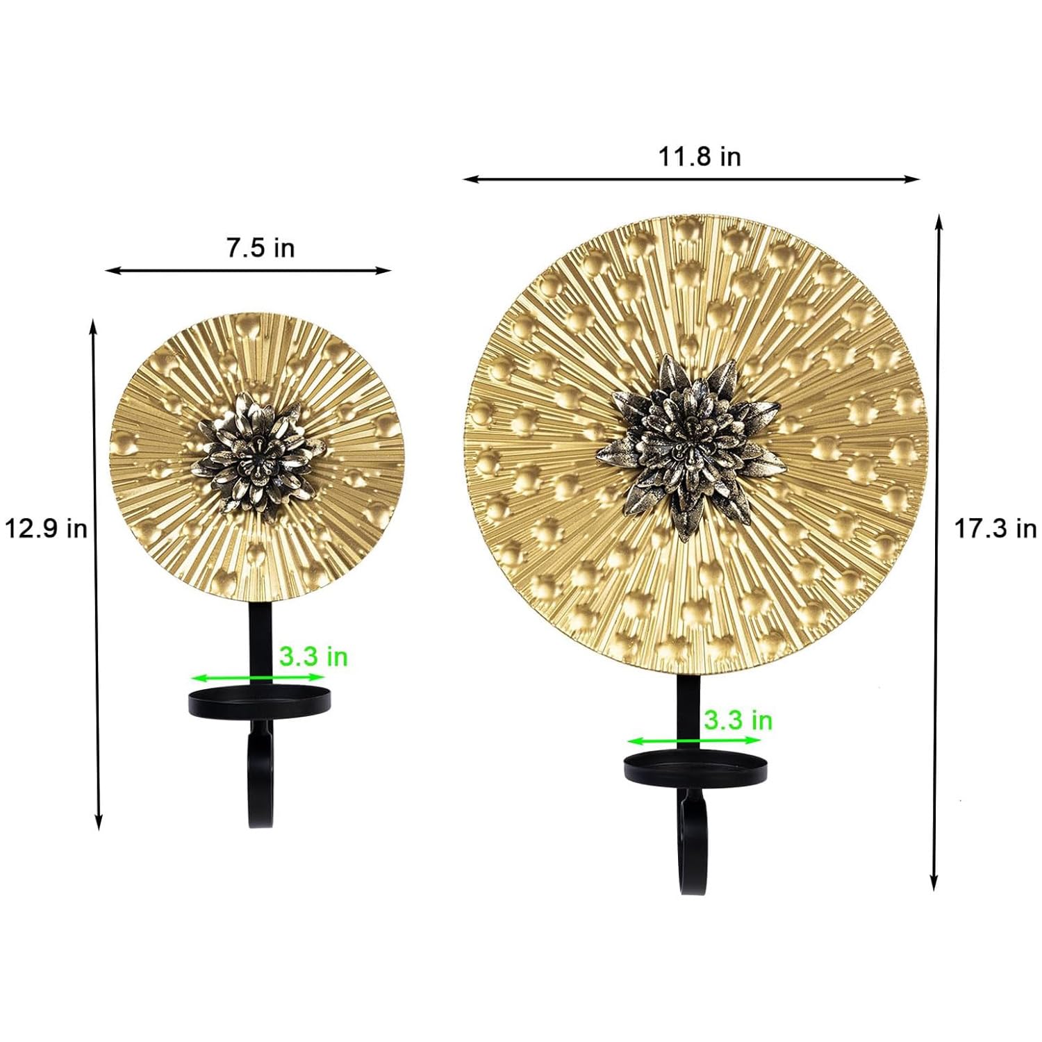 2 Stück Wandhalter für Kerzen,Wandkerzenhalter Metall Gold,Kerzenständer für Wandmontage,Wand Kerzenhalter für Deko