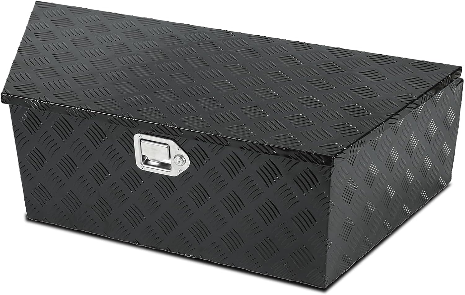 39" Heavy Duty Aluminum Stripes Plated Trailer Toolbox,Truck Tool Box for Pick Up Truck Bed RV,Truck Storage Organizer with Lock and Keys,Waterproof - Black