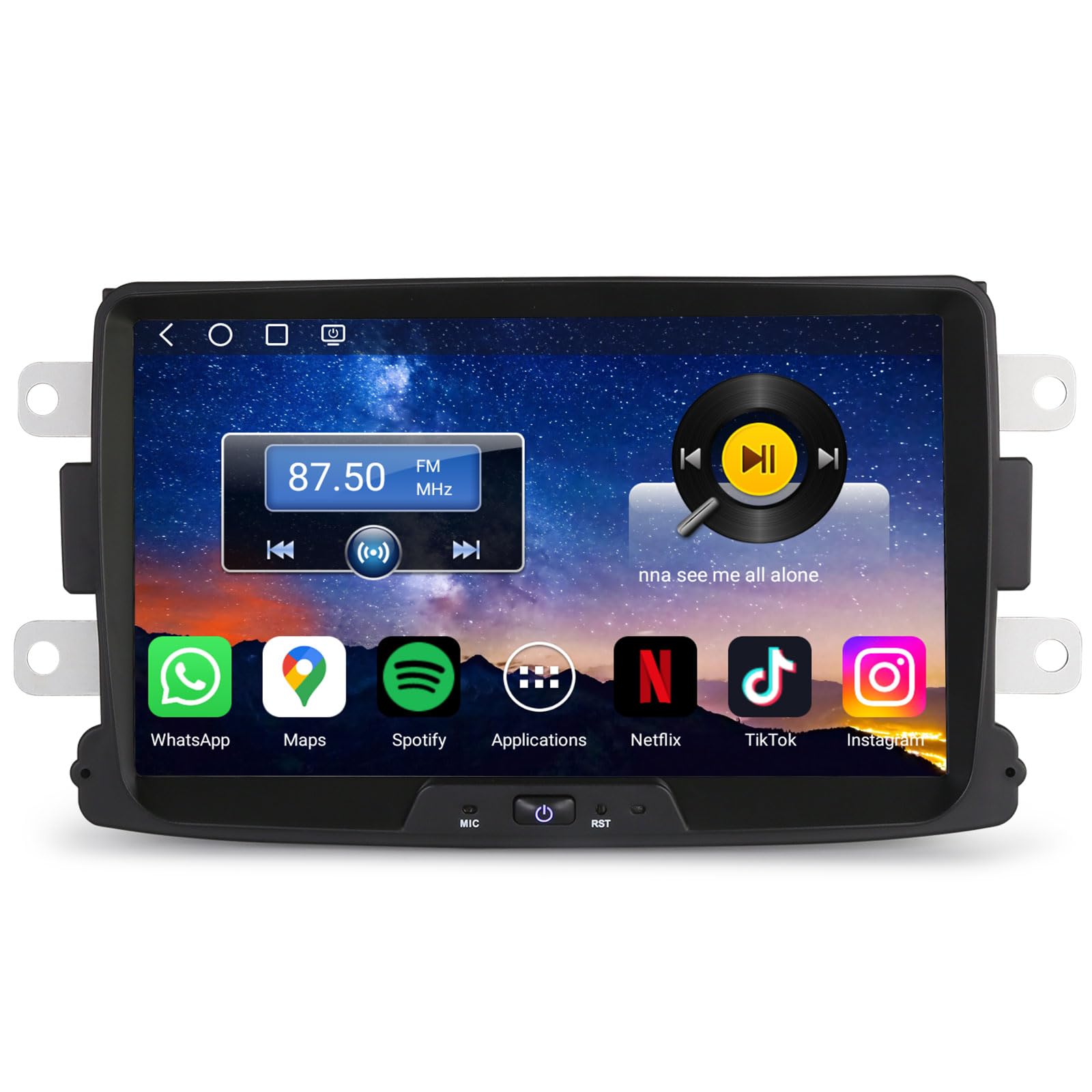 Erisin 8" Qualcomm 8-Kern 4GB+64GB Autoradio Bluetooth Android 14 GPS Navi für Renault Dacia Duster Sandero Logan Dokker Lodgy CarPlay Android Auto WiFi 4G OBD2 RDS DAB+ DSP Lenkradsteuerung Canbus