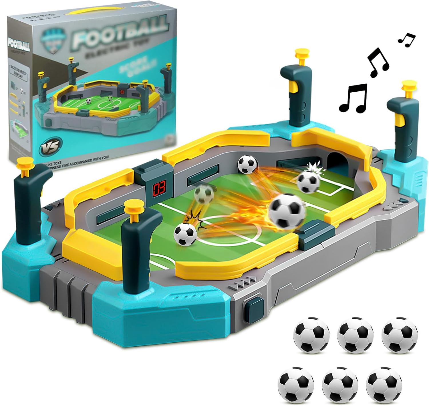 Soccer Board Game, Automatic Scoring Foosball with Music, Birthday Gift Toy for Son Grandson, 20.8”*12.6” Football Games Board for Boys, Idea, NO Batteries Include