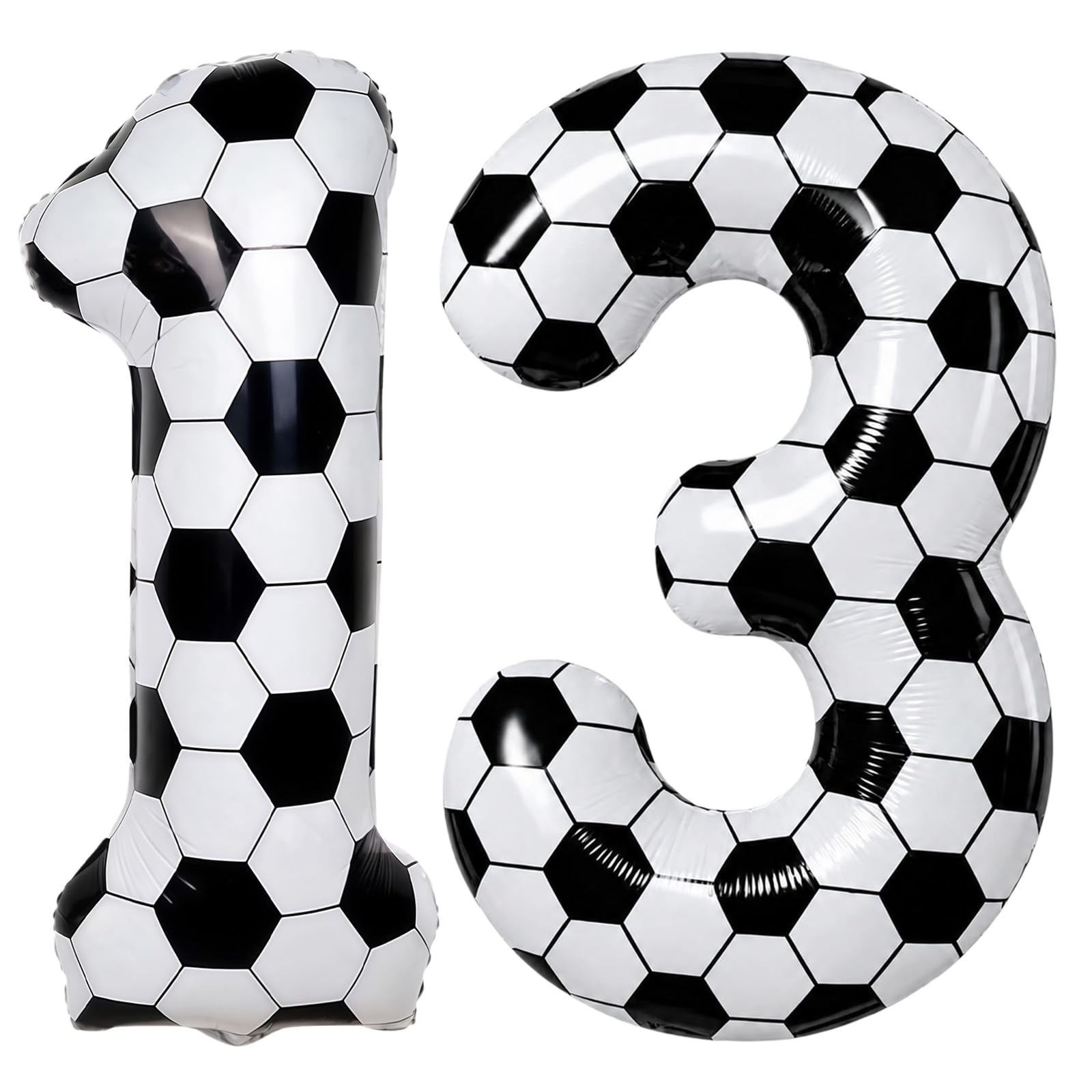 Football 13 Balloon Number, 40 Inch Football Number 13 Foil Balloon for Kid 13th Birthday Party Decor, Self Inflating White 13 Balloons for Boy Sport Theme Celebration Word Cup Anniversary Decorations
