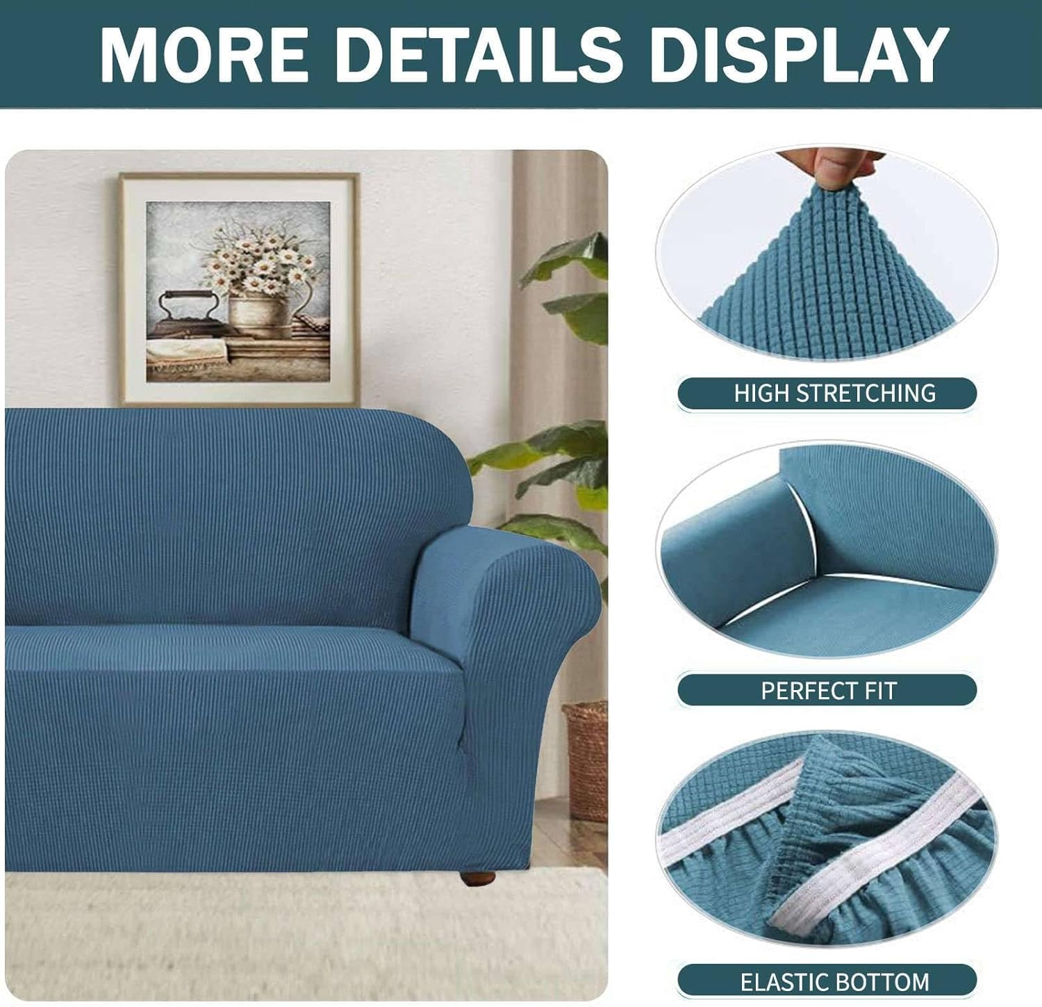 ストレッチソファカバー1点、ソフトスパンデックスアームチェアカバー、椅子スリップカバー、滑り止めソファースリップカバー、ゴム底家具プ