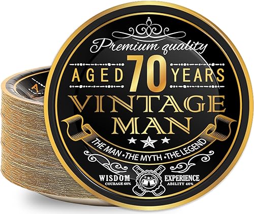 Wiooffen 48 platos vintage de 60 platos de papel para fiestas en 1963, 60 tema, cumpleaños, postre, platos desechables para cenas, saludos a 60