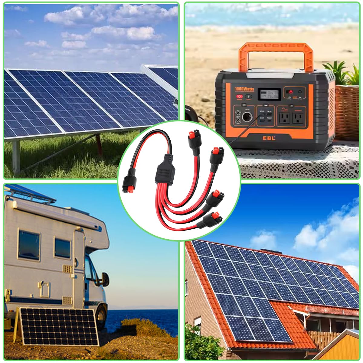 do Anderson Y Złącze kabla rozdzielacza 1 do 4 45 A Panel słoneczny Przedłużacz do ładowarki do GZ Jackery Power Pole Port RV Solar Elektrownia Elektrownia