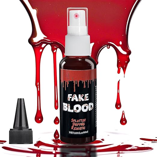 Halloween Fake Blood Spray, 2.03 oz Vampire Blood Splatter, Halloween Liquid Blood for Clothes, Zombie Bride, Vampire and Monster SFX Scary Clown Makeup & Dress Up,1 Pack