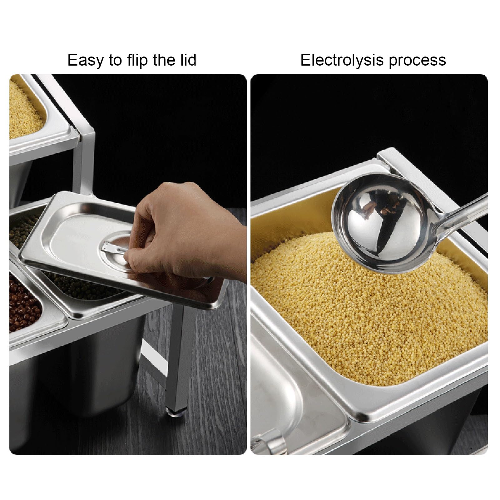 Estante Organizador de Especias expandible, Estante Inclinado Comercial de Acero Inoxidable para condimentos, Ideal para cocinas, Bares y restaurantes. Contenedor para condimentos, Salsas, e