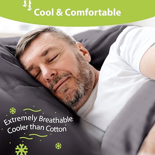 Miniatura 3 de BAMPURE - Juego de sábanas de 100 % viscosa de bambú, refrescantes, suaves, bolsillo profundo de hasta 16 pulgadas, 1 sábana encimera, 1 sábana