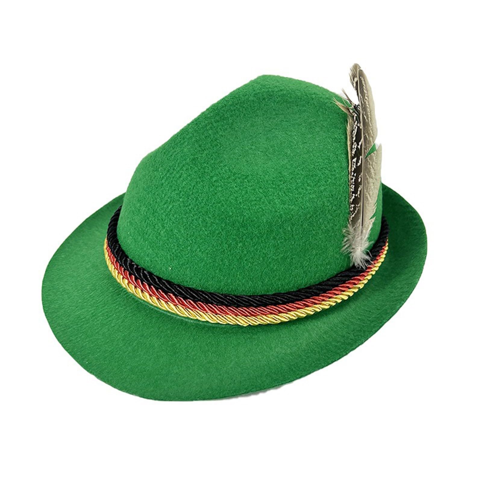 Oktoberfest Hat, German Bavarian Felt Seppel Hat with Feather for Men & Women, Traditional Fancy‑Dress Accessory for Oktoberfest, Carnival, Themed Parties & Beer Festival Celebrations