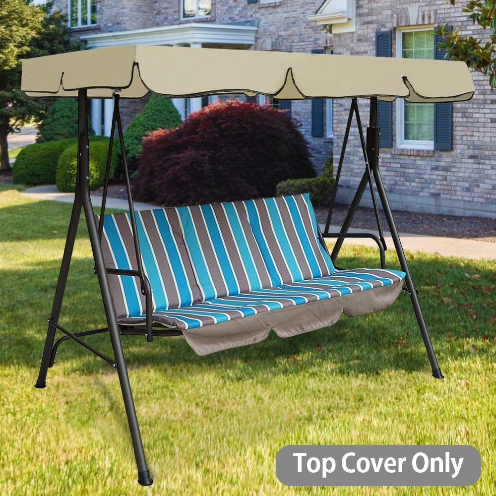 Sonnensegel für Hollywoodschaukel, 3-Sitzer, wasserdicht, Ersatzdach für Hollywoodschaukel, Außenbereich, UV-Schutz, Ersatzdach für Schaukel, Garten, Terrasse, Balkon (195 x 125 x 15 cm Garten