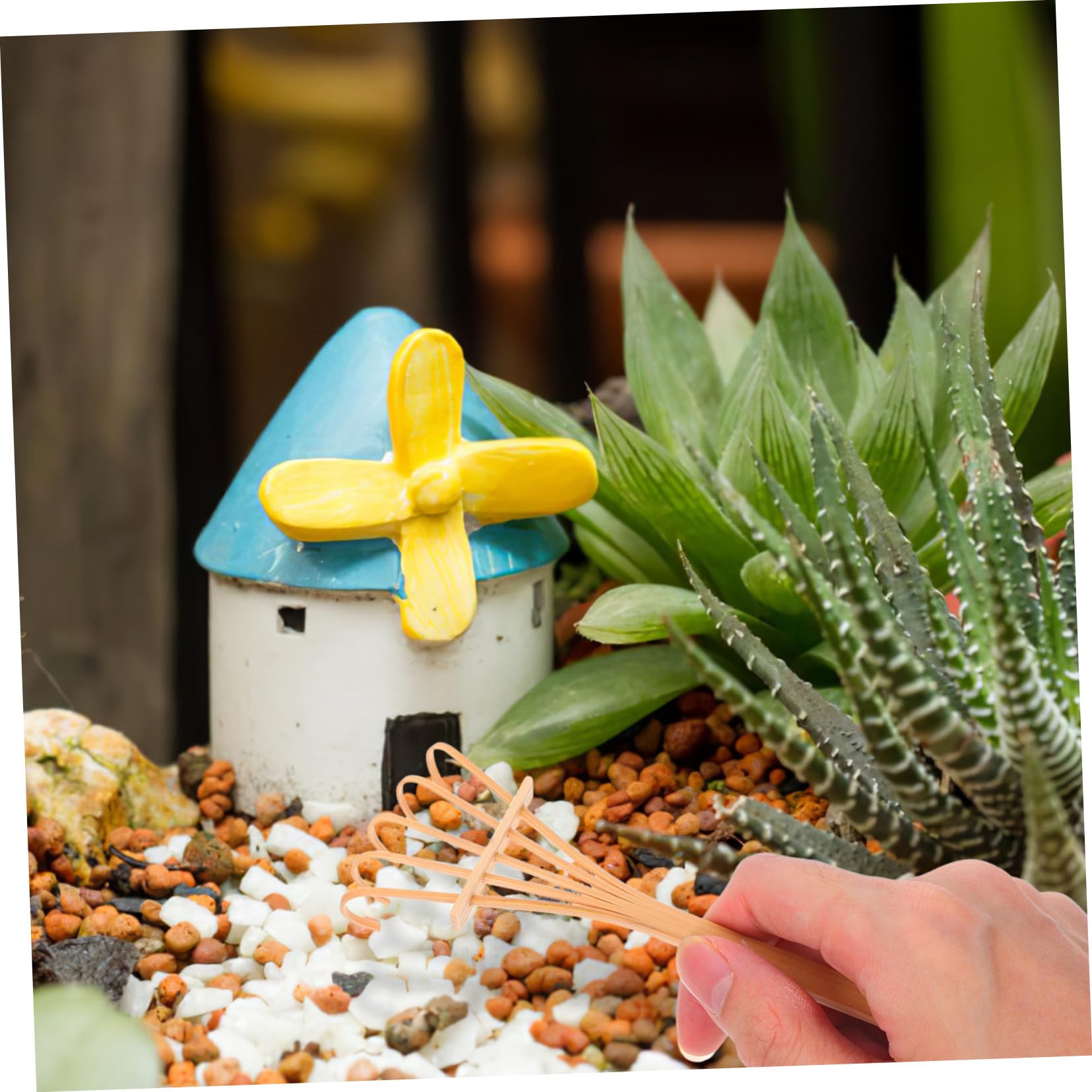POPETPOP Accesorios De Mesa En Miniatura Mini Rastrillo De Jardín Zen Herramientas De Madera para Rastrillo De Mesa Mini Kit De De Arena para El Hogar