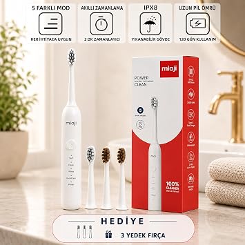 Mioji Oral B1  arj Edilebilir Di  F r as  Beyaz + 3 Yedek Ba l k