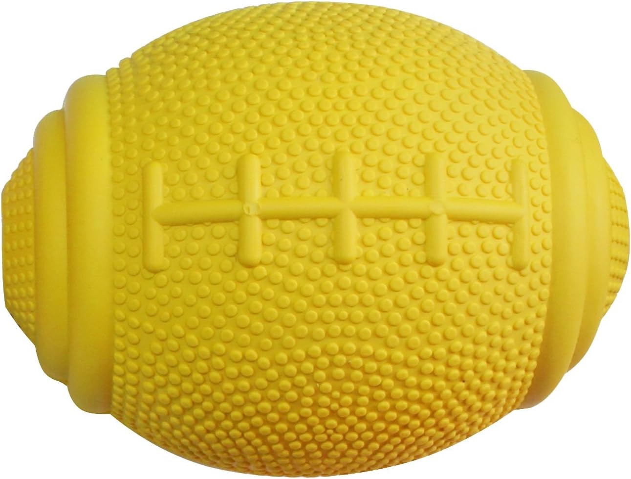 PlayfulSpirit Fun Natural Rubber Treat Rugby Ball (Large, Yellow)