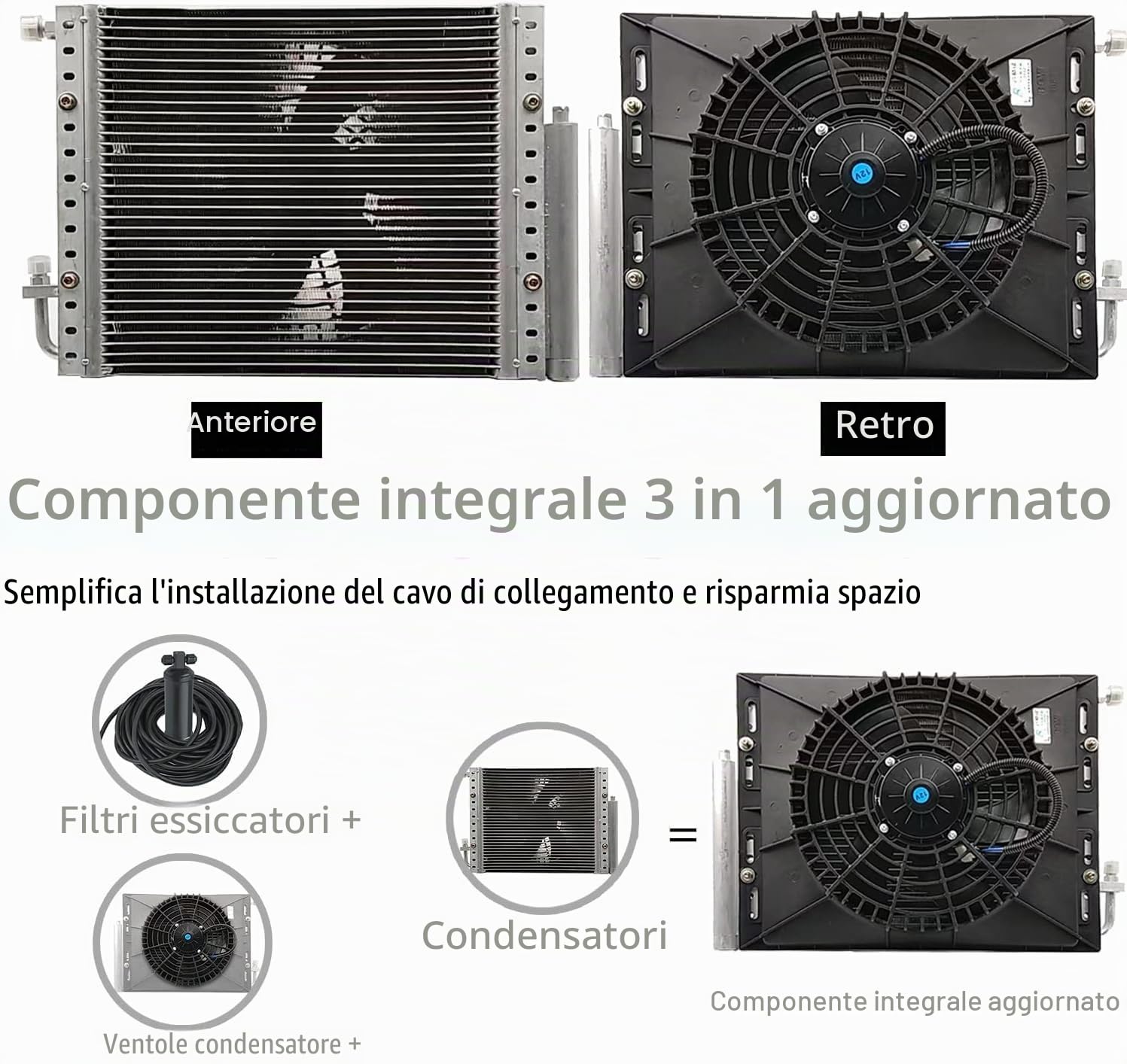 Kit condizionatore d'aria sotto il cruscotto per auto 12V – AC di raffreddamento universale per furgoni, camper, camion, motorhome, barche e autobus – Soluzione compatta per climatizzazione auto