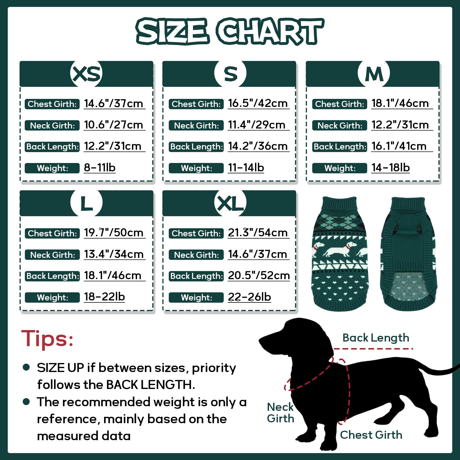 Hjyokuso Dachshund Jumper XL, Cute Dog Sweater with Dachshunds Pattern, Soft Fleece Dog Coat - Image 2