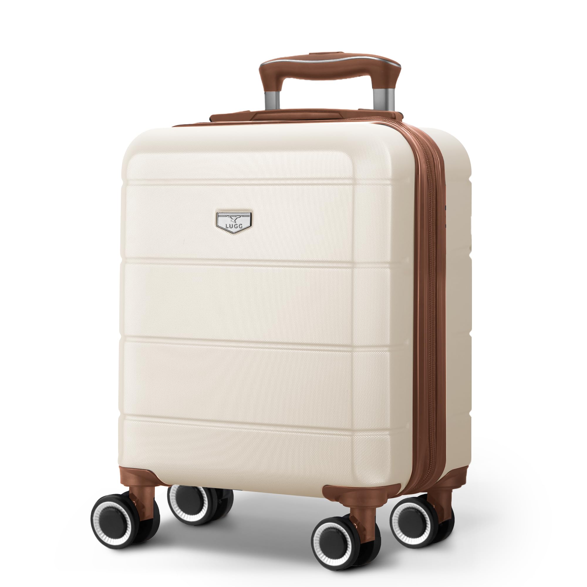 LUGG - Jetset 40cm Suitcase - 40x30x20cm- Ryanair Compatible - Underseat Size - Hard Shell ABS - Spinner & Removable Wheels - Lightweight Travel Luggage- Cream/Brown — view 189