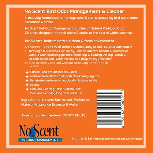Miniatura 4 de Spray limpiador de jaula de pájaros sin olor y control de olores de mascotas, ambientador natural para aviario (2 onzas líquidas2.0 fl oz)