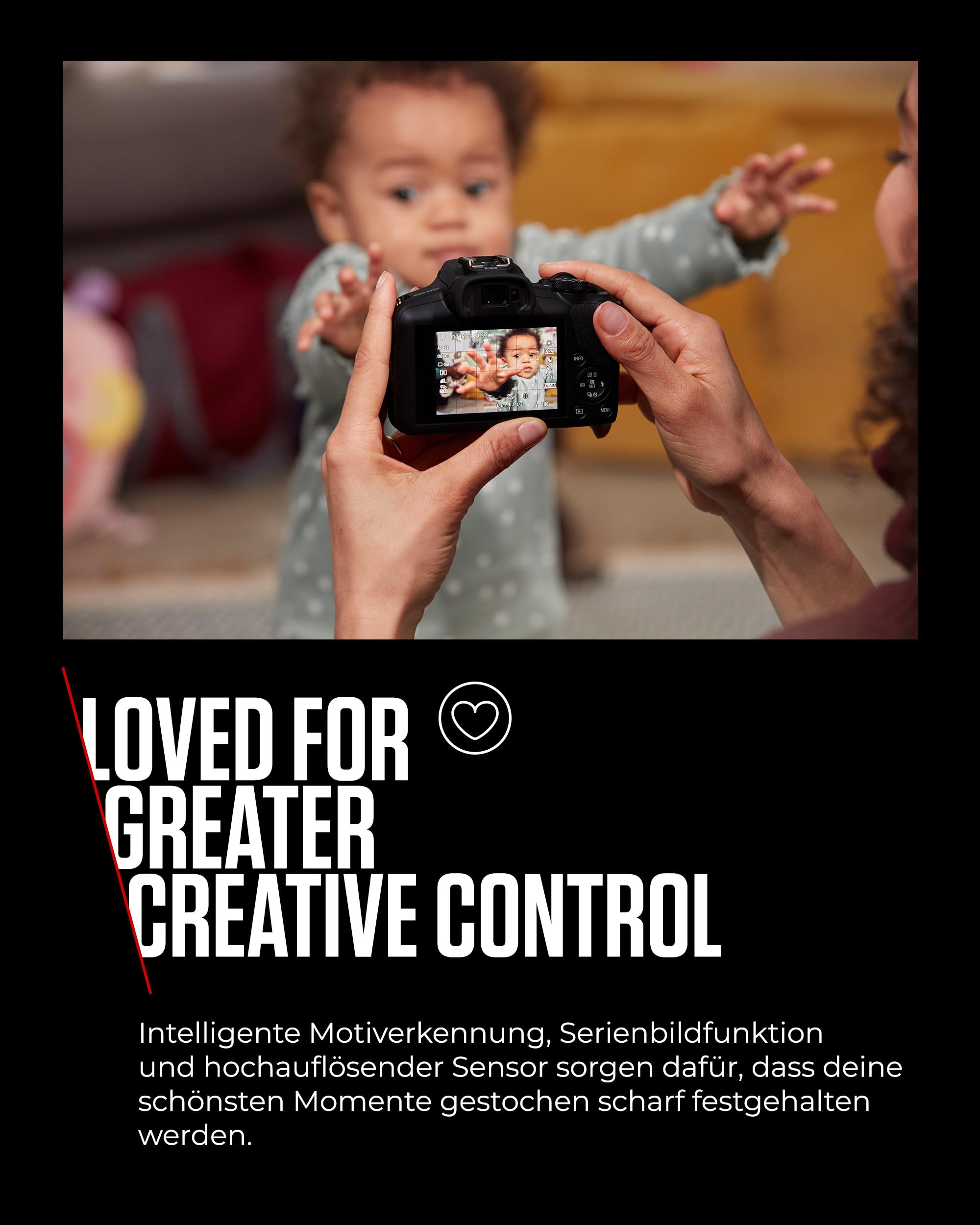 Canon EOS R100 mit RF-S 18–45mm – 24,1 MP APS-C Systemkamera – Dual Pixel AF, 4K-Video, 6,5 B/s, Augen- & Gesichtserkennung, WLAN & Bluetooth - Perfekt, um kostbare Erinnerungen festzuhalten