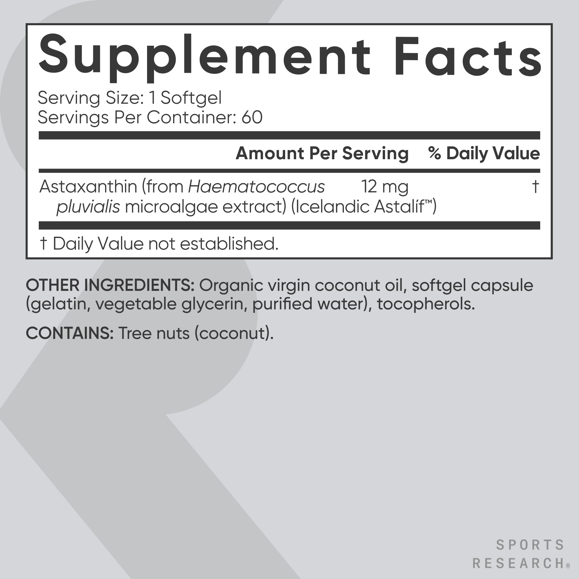 Sports Research® Icelandic Astaxanthin 12mg w/Coconut Oil, 60 Softgels — Amazon image 5