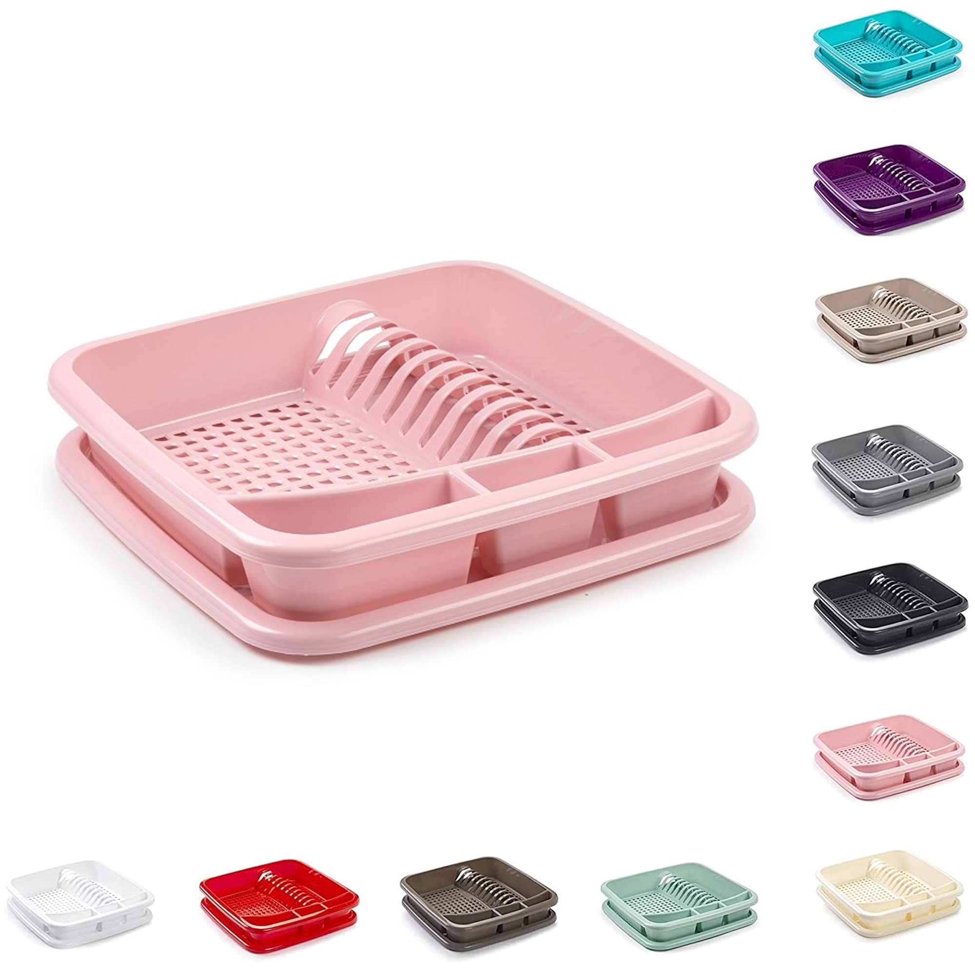 Plastific Pink Plastic Dish Drainer Plate Cutlery Rack Kitchen Sink Utensil Draining Cup Holder Drying Rack Draining Rack Sink Drainer Kitchen Gadgets (39 X 39 X 7.5Cm)