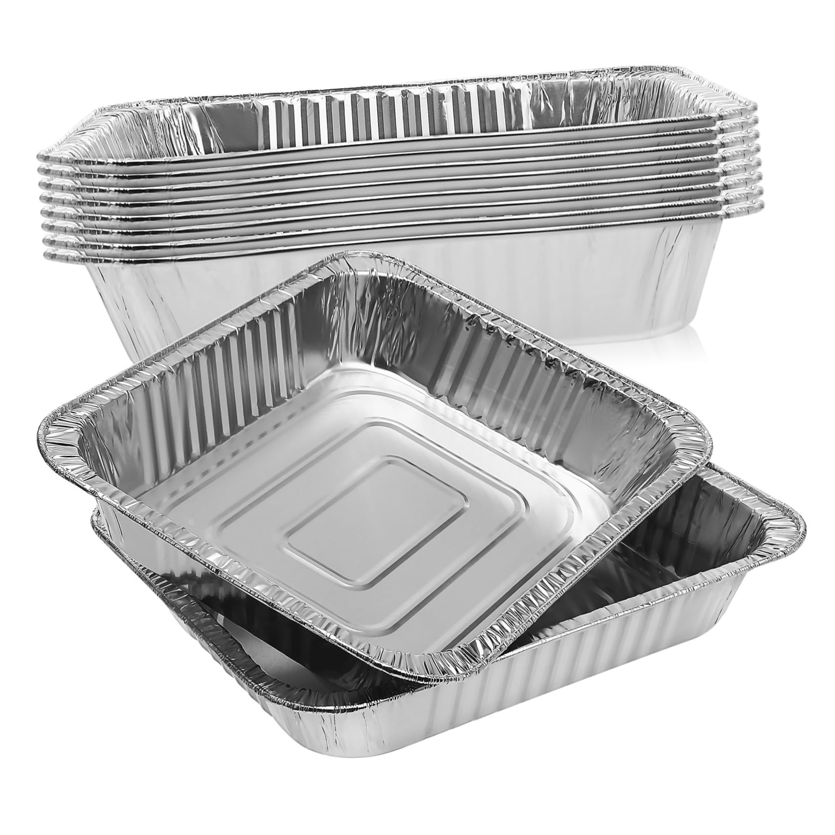 10 Bandejas de Aluminio Desechables de Forma Práctica para Preparar y Calentar Alimentos para Asar Fondo Profundo y Resistente al Calor