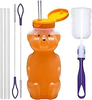 Vista 1 de Special Supplies Honey Bear Straw Cup Long Straws, Squeezable Therapy and Special Needs Assistive Drink Container, Spill Proof and Leak Resistant
