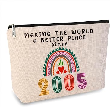 ancpeany 2026 Happy 21st Birthday Gifts for Her Makeup Bag, 21st Birthday Decorations for Her, Women, Girls, Friends, Daughter, Christmas, 2005 Cosmetic Travel Pouch 21 Year Old Birthday Gift Ideas