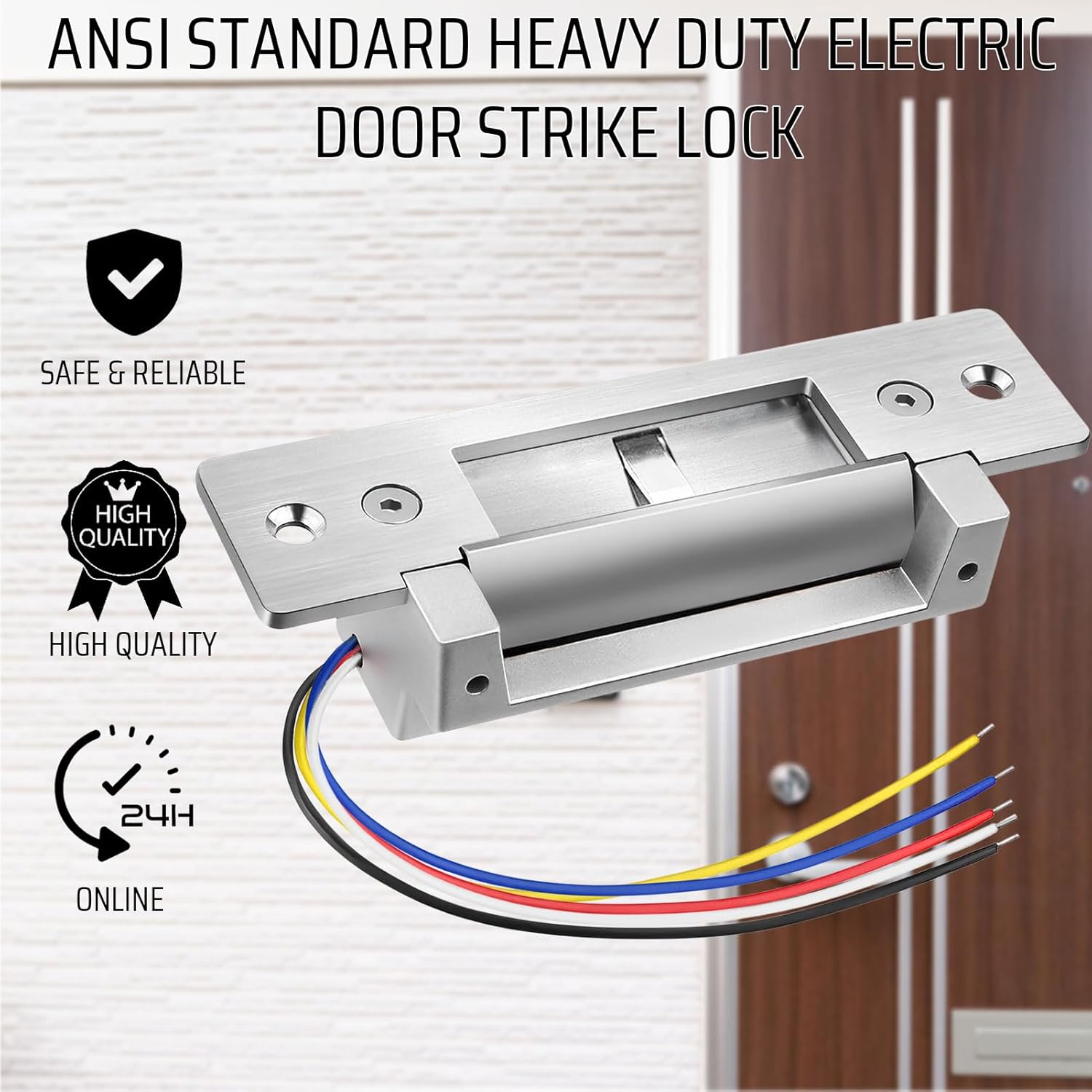 2026 Upgraded with Signal Feedback ANSI Standard Heavy Duty Electric Door Strike Lock for Door Access Control System,Beveled/Mechanical Locksets, Fail-Secure/Fail-Safe Adjustable,(Input Voltage 12VDC)