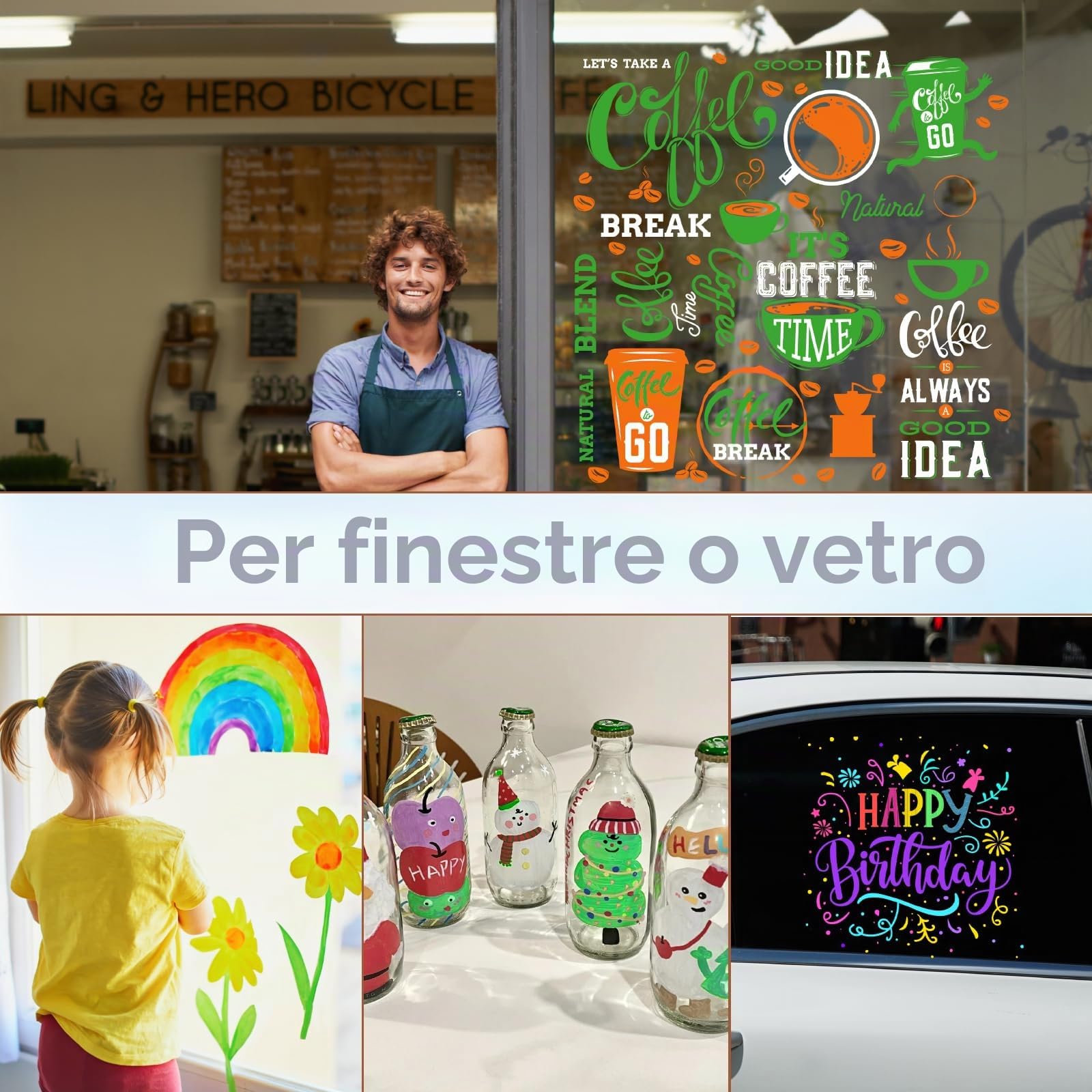 JIANTA Penne a Gesso Liquido Jumbo 8 Colori Gessetti Lavabili per Finestra 10mm Pennarelli per Lavagna
