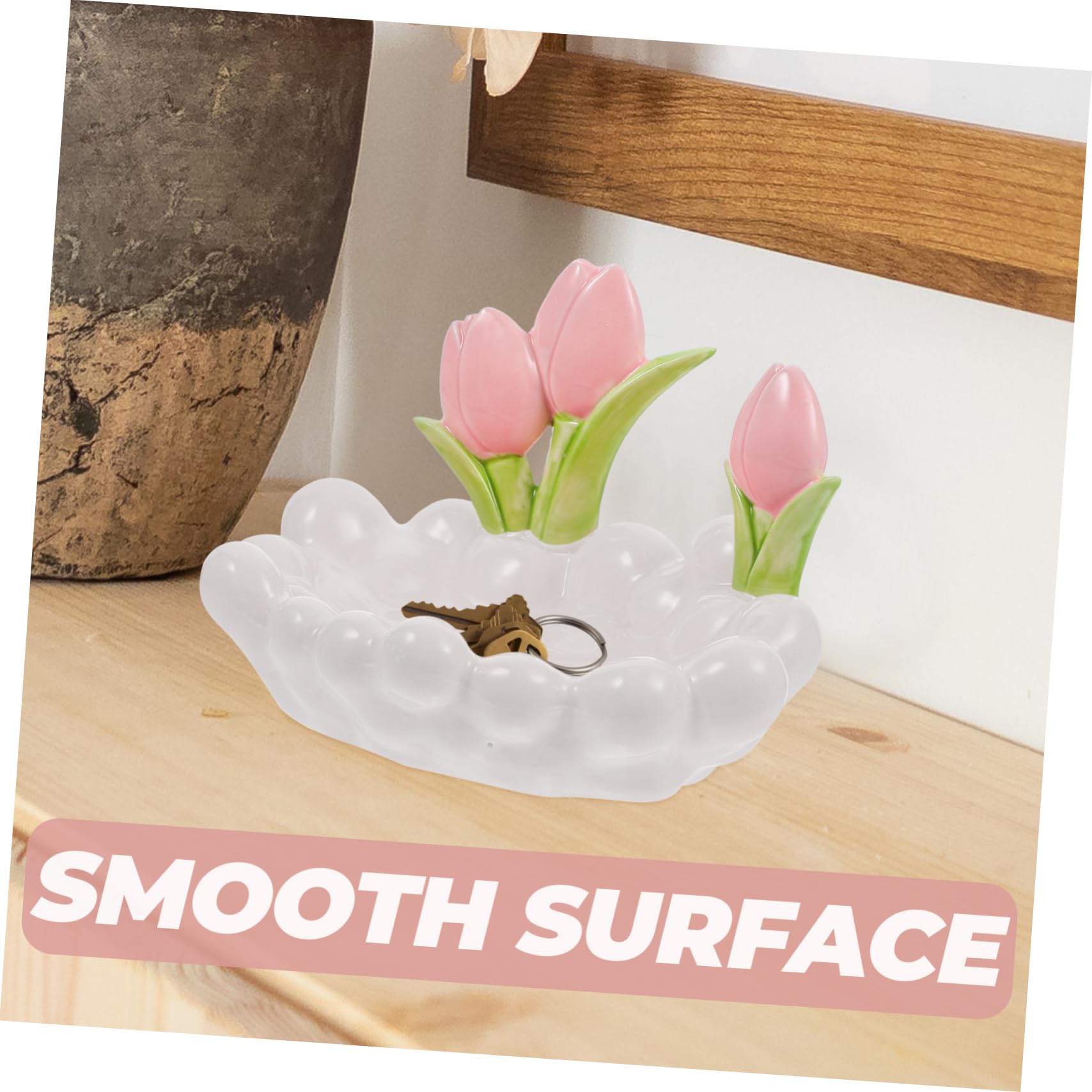 Amosfun Keramik Schmuckschale Tulpe Weiß für Schlüsselablage