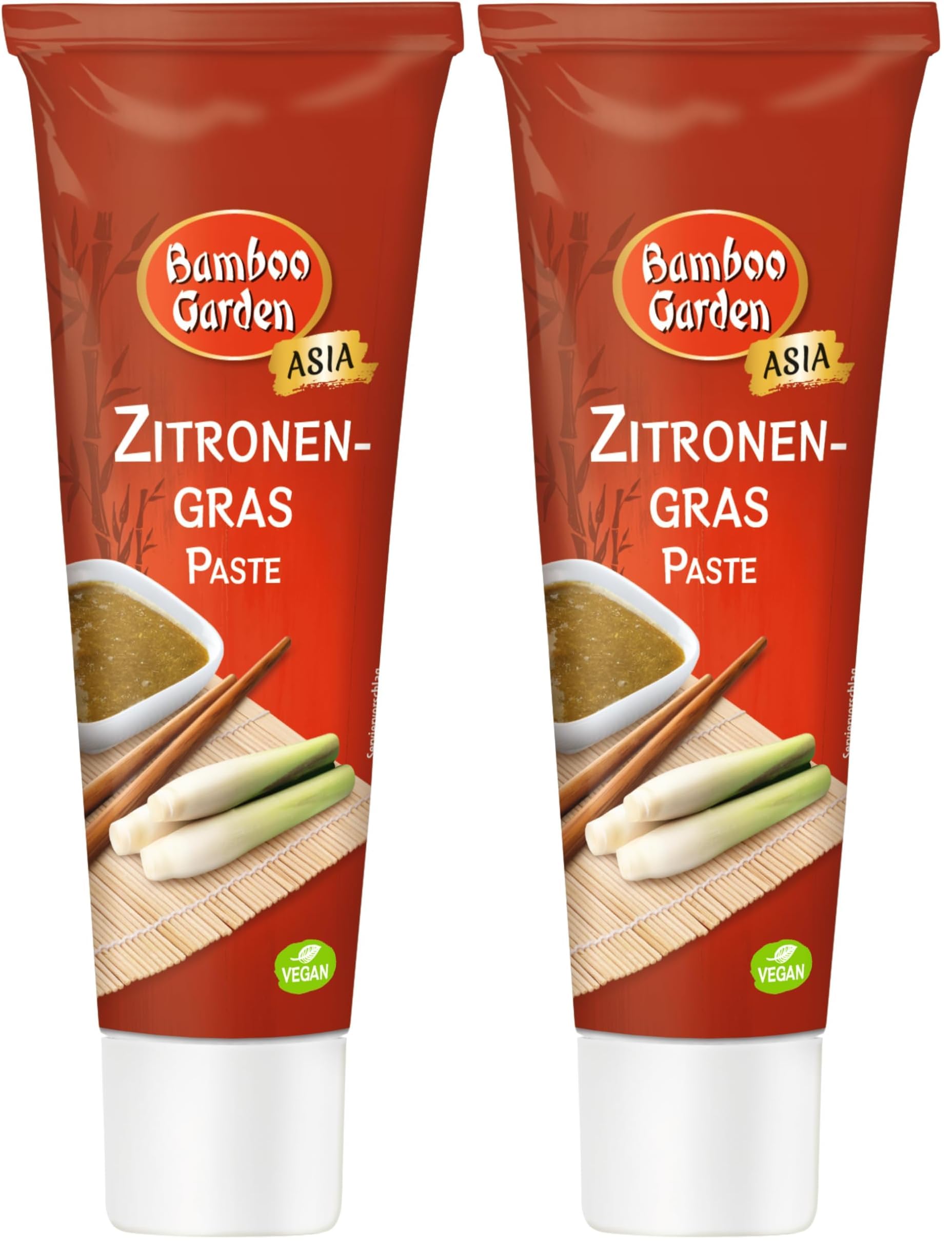 Bamboo Garden - Zitronengraspaste | Zum Würzen von Saucen und Dips | Wiederverschließbare Verpackung | Vegan | 45 g in der Tube (Packung mit 2)