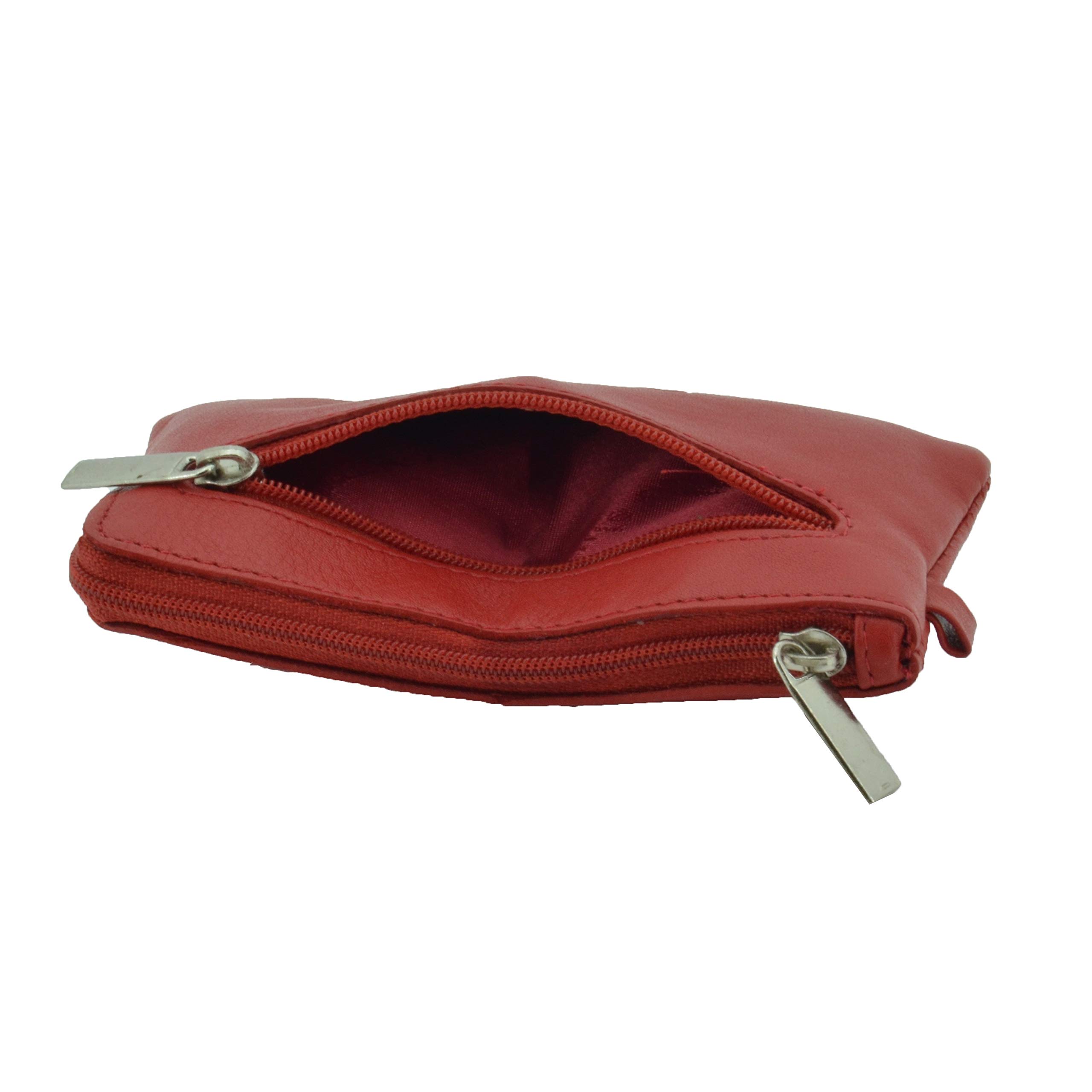 CONTE MASSIMO Llavero para Hombre y Mujer, Cuero Genuino, 2 Bolsillos con Cremallera y Ganchos, con Caja de Regalo