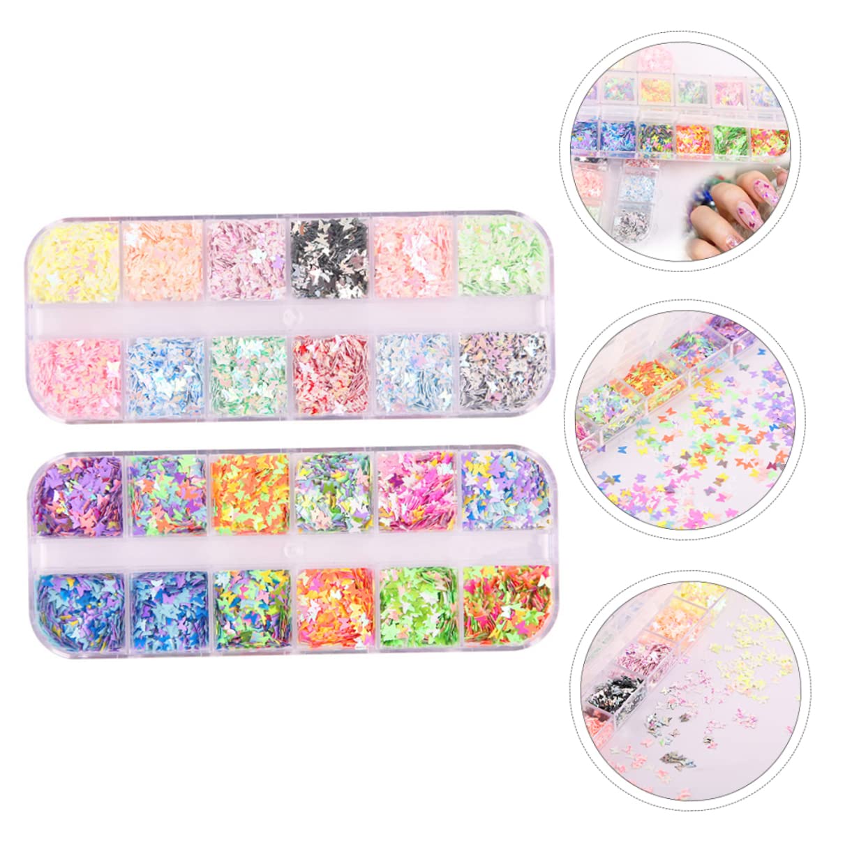 Gogogmee DIY Manicure Decor Classic Nail Glitter Sequins 2 Boxes for Nail Art Accessories