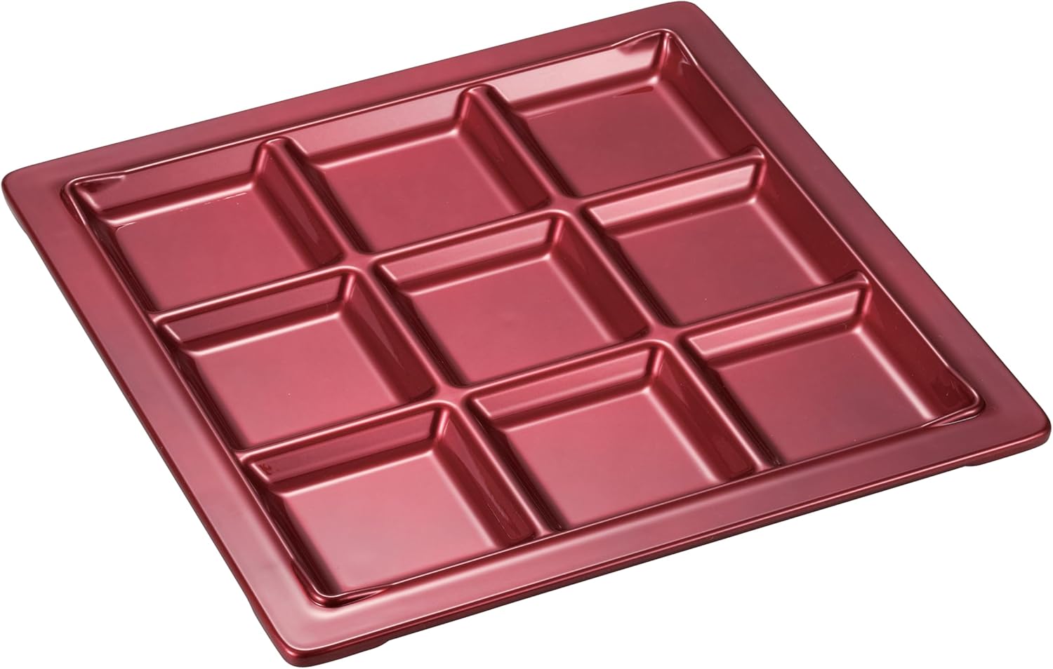 M-36-35 Cooking Lacquer Wakazumi Lacquer Dishwasher-Safe TA Nice Plate, 9 Compartments, Wine Red, H-C Coating